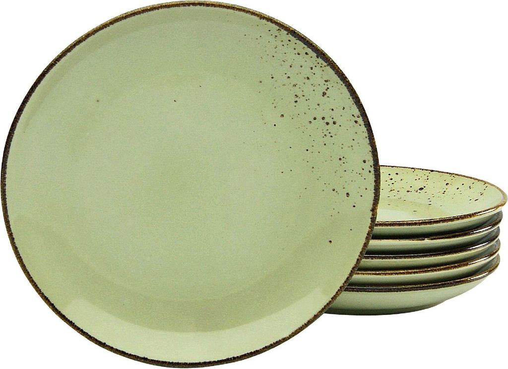 CreaTable, 22052, Nature Collection Green, Dessertteller 6-tlg, Steinzeug