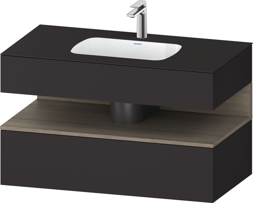 Duravit Qatego Einbauwaschtisch mit Konsolenwaschtischunterbau, 1000x550x600mm, Nische Eiche Terra, QA4786035800000