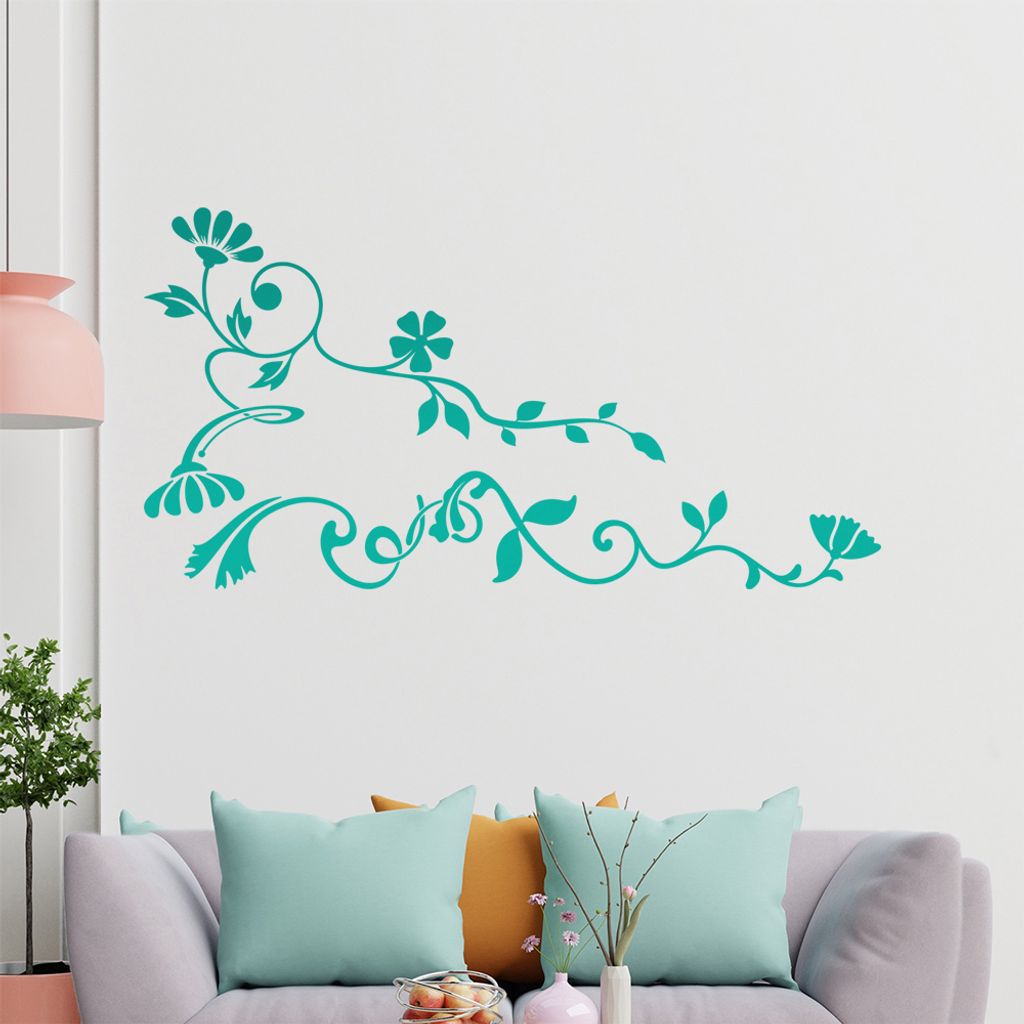 Eckeornament -Blätter- filigran Wandtattoo in 6 Größen - Wandaufkleber Wall Sticker - Dekoration, Küche, Wohnzimmer, Schlafzimmer, Badezimmer