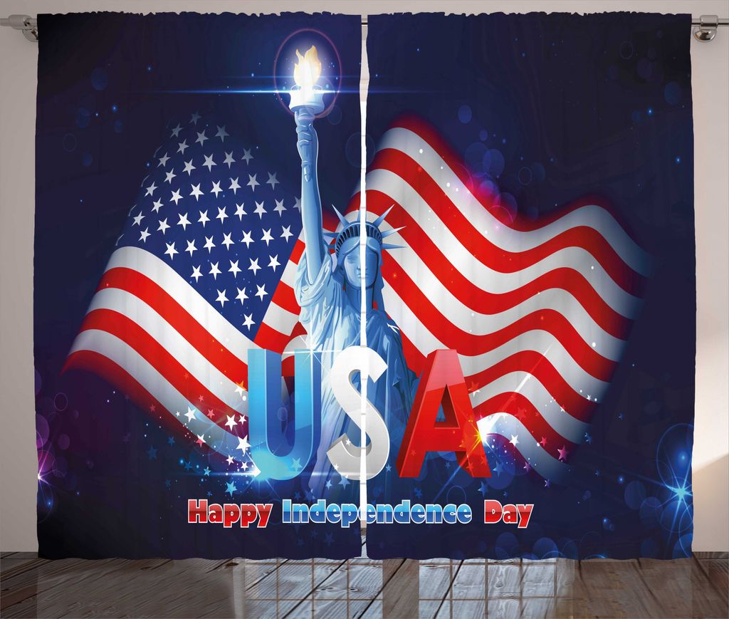 ABAKUHAUS 4. Juli Rustikaler Vorhang, Gerechtigkeit und Freiheit, Wohnzimmer Universalband Gardinen mit Schlaufen und Haken, 280 x 225 cm, Mehrfarbig