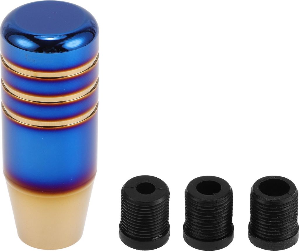 Auto Schaltknauf, 8,5 cm Universal fš¹r Automatik- und Schaltgetriebe mit 3 Adaptern aus Aluminiumlegierung in Burnt Blue Gold Ton, 1 Set