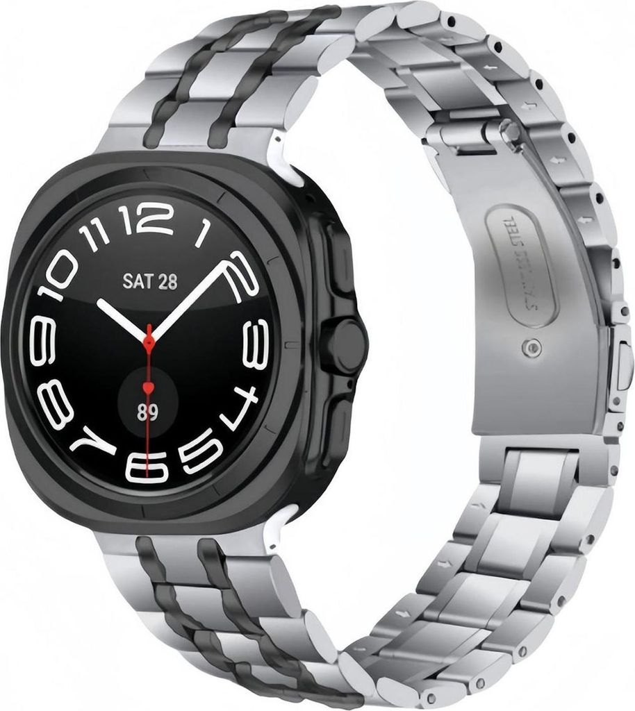 Für Samsung Galaxy Watch 8 / 8 Classic Five Bead Edelstahl Watch Armband Silber