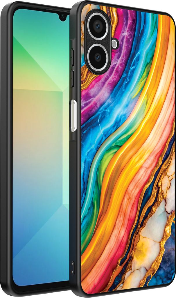 Smartphonica Telefon Fall geeignet für Samsung Galaxy A06 mit Regenbogen Gold Marmor Print - TPU Backcover Fall Regenbogen Gold Marmor Design