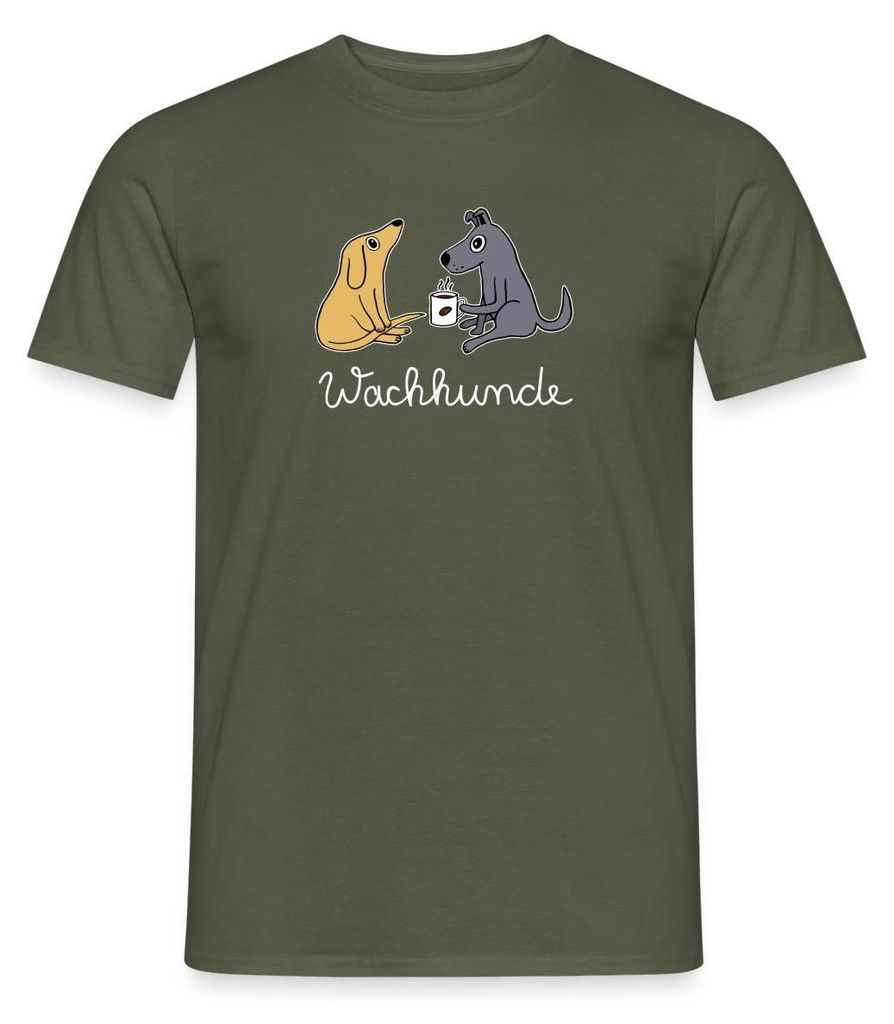 Spreadshirt Wachhunde Hunde Mit Kaffee Wortspiel Männer T-Shirt, S, Militärgrün