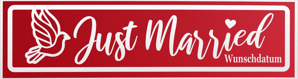 Kiwistar Just Married Wunschdatum invertiert Magnetschild Schild magnetisch - 20cm Rot - reflektierend - Magnetfolie für Auto PKW Kfz
