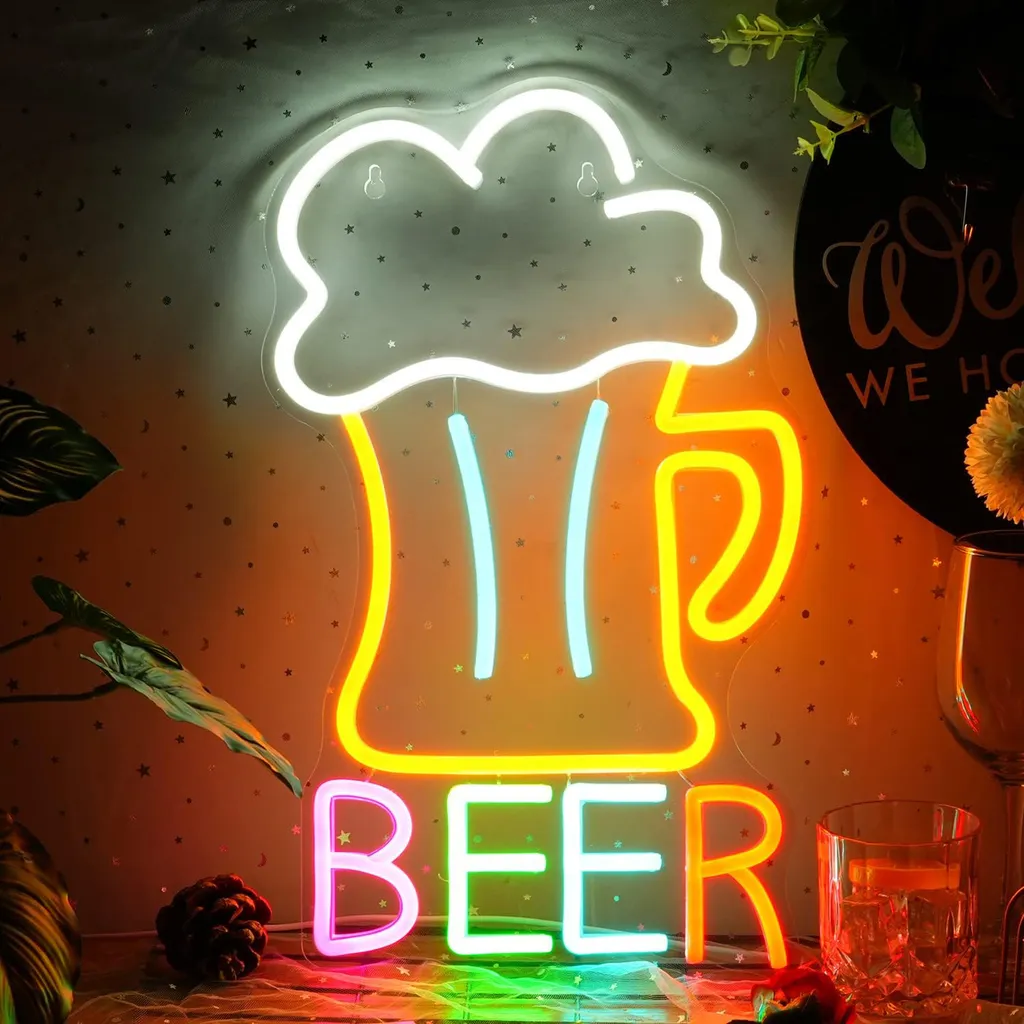 Enseigne Néon LED Beer Bar Écriture Lumineuse pour Déco Murale Bar