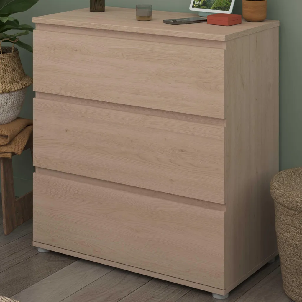 Commode Nux 3 tiroirs en chêne massif - Rangement scandinave chic