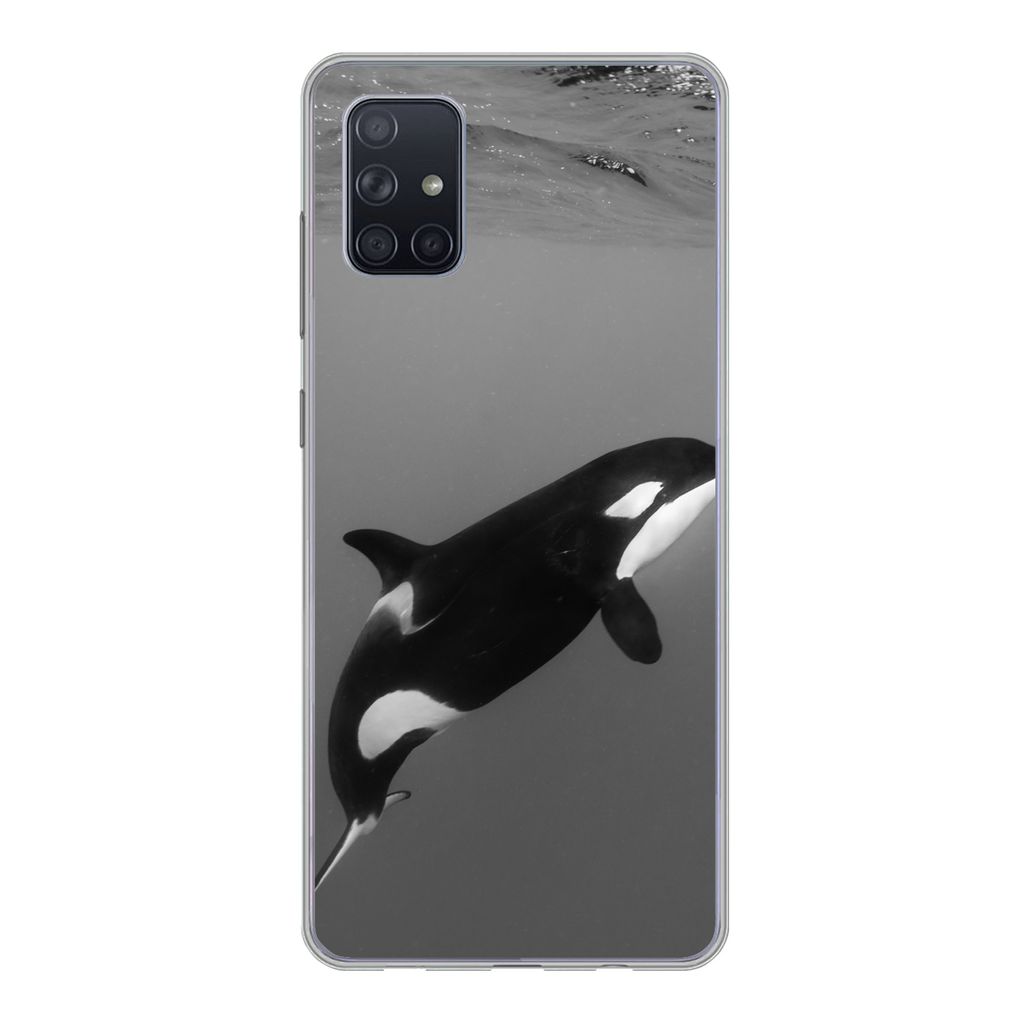 MuchoWow Handyhülle Schutzhülle Hülle für Samsung Galaxy A71 Orca - Wasser - Tiere Silikon Softcase Handy Hülle - Kartenbesitzer