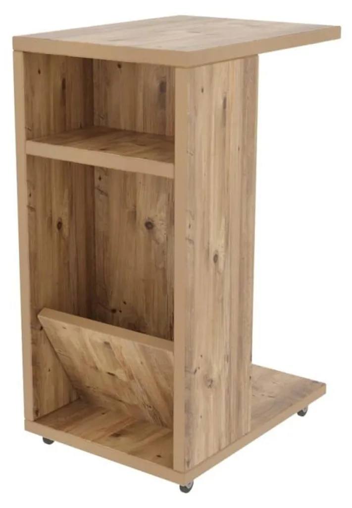 CALICOSY FLINTA - Étagère sur roulettes avec rangements H63 cm - Bois