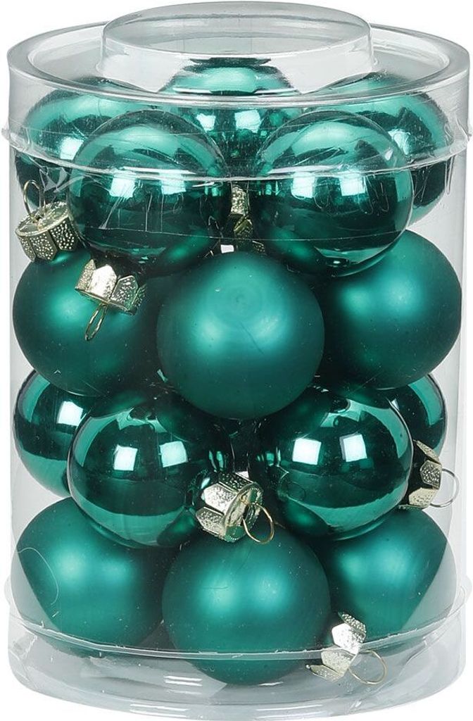 Weihnachtskugeln Glas 3cm, 20 Stück, Farbe:Deep Forest - Produktbild 