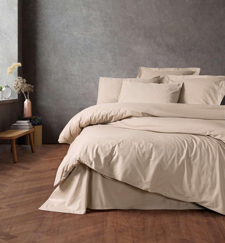 L'Essentiel Linge de Maison, Plain - Beige, Ranforce Doppelbett-Bettwäscheset, Beige, 100% BAUMWOLLE, 200 x 200 cm
