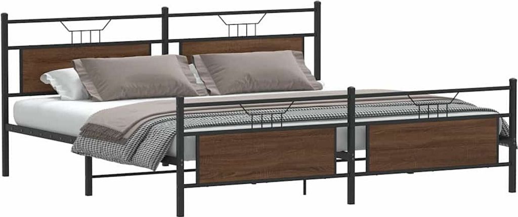 vidaXL Metallbett ohne Matratze Braun Eichen-Optik 200x200 cm