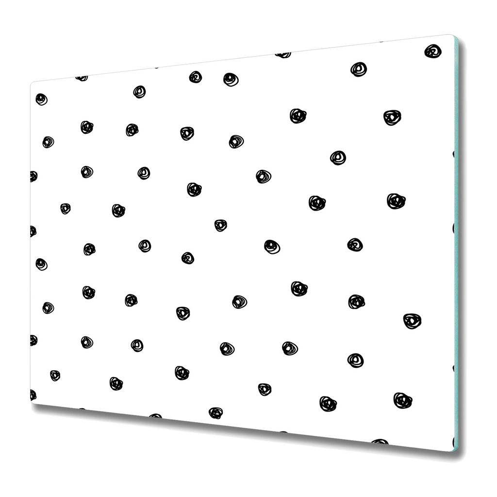 Küchenschneidebrett - Glasschneidebrett - Herdabdeckung - 60x52 - Schwarze Punkte