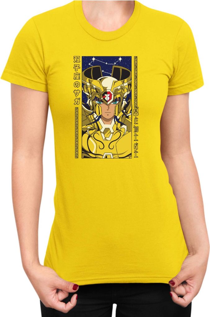 Damen T-Shirt Japan Anime Manga Saint Anime Seiya Gemini Gemini, Lady S / Gelb