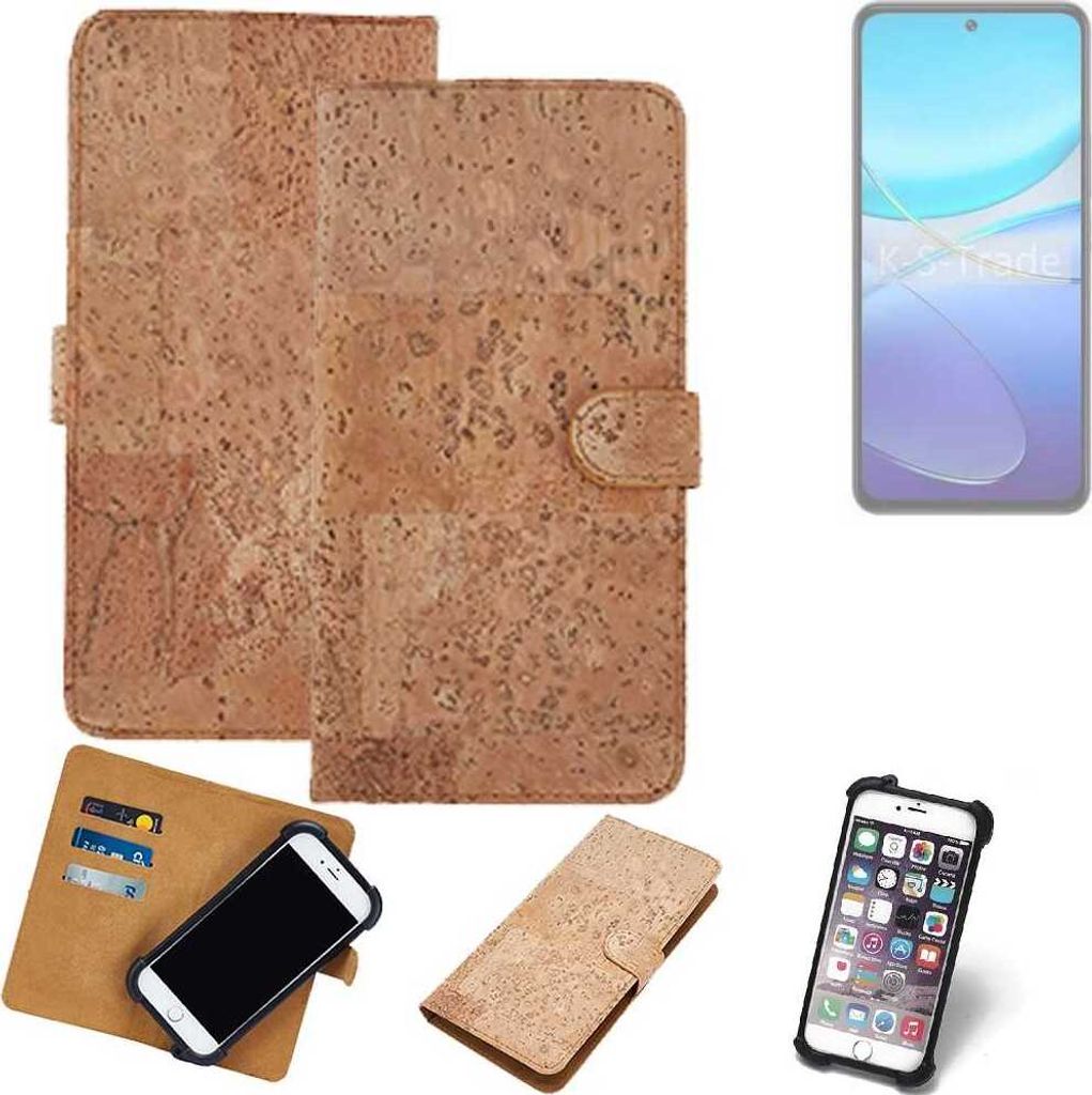 K-S-Trade Hülle kompatibel mit Vivo Y100 4G Kork Handyhülle Cover Schutzhülle TPU Case Bumper in Hellbraun, (1x)
