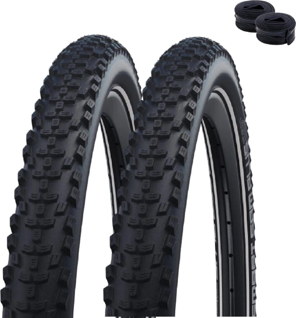 2 x Schwalbe SMART SAM PLUS Performance E-25 Fahrradreifen DD GreenGuard Schwarz/Reflex 42-622 (28 x 1.60") + 2 x Schwalbe Schläuche AV17 inkl. ma...
