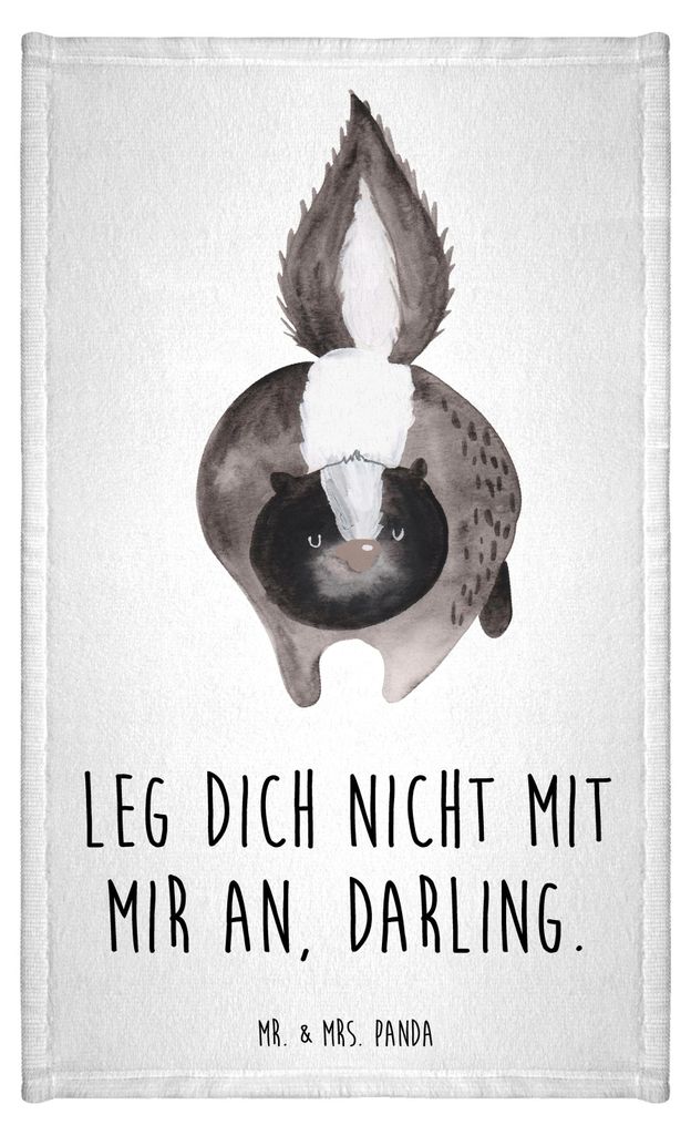 Mr. & Mrs. Panda Handtuch Stinktier Angriff - Weiß - Geschenk, Raubtier, Drohung, Gästetuch, gäste wc, Skunk, Kleines, Frotteehandtuch, Stinker,...