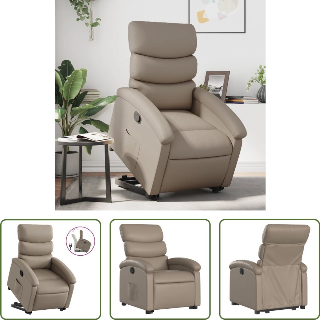 The Living Store Relaxsessel mit Aufstehhilfe Cappuccino-Braun Kunstleder