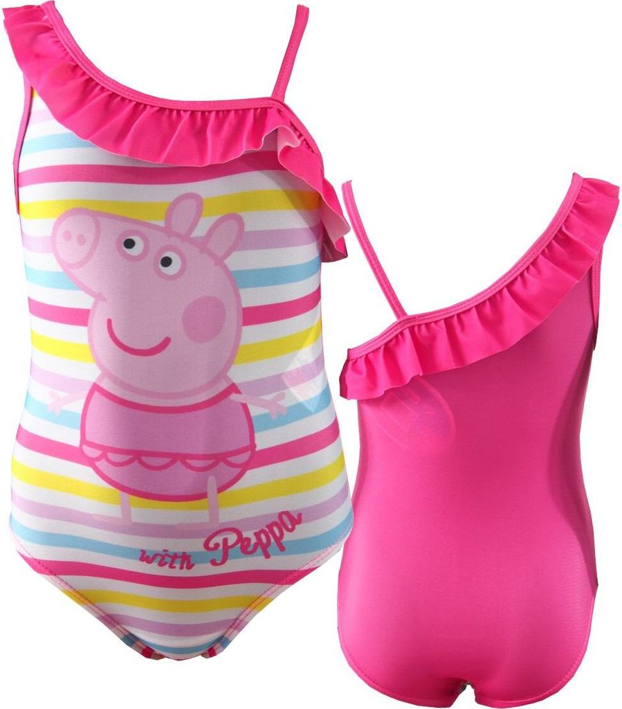 Peppa Pig Badeanzug Mädchen Einteiler Rüschen Rosa Gr. 104/110 – Schwimmanzug