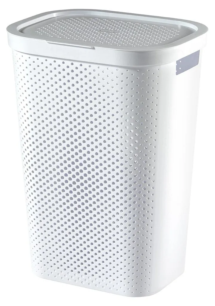Curver Panier à Linge 60L Blanc Infinity - Bac à Linge Design Ajouré