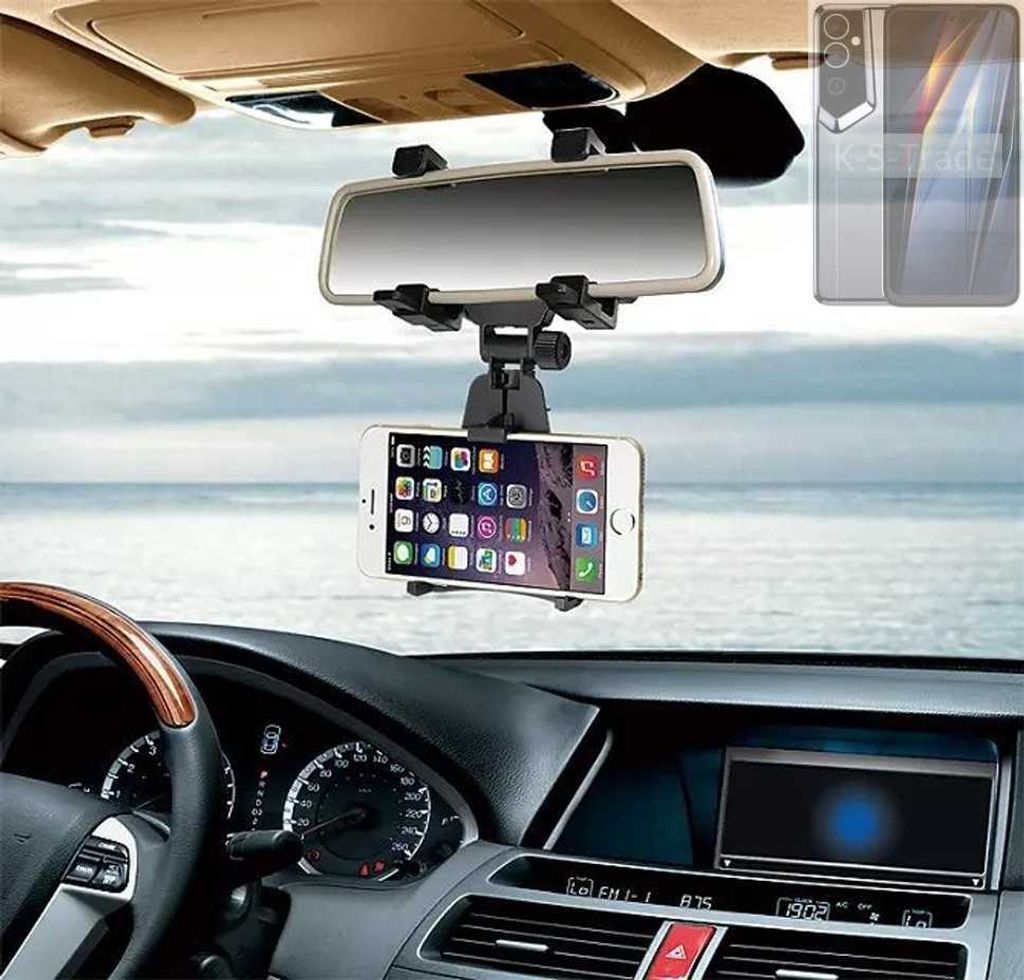 K-S-Trade Smartphone Halterung kompatibel mit Tecno Pova Neo 2 5G Rückspiegel Halterung schwarz Auto Halterung KFZ Halter