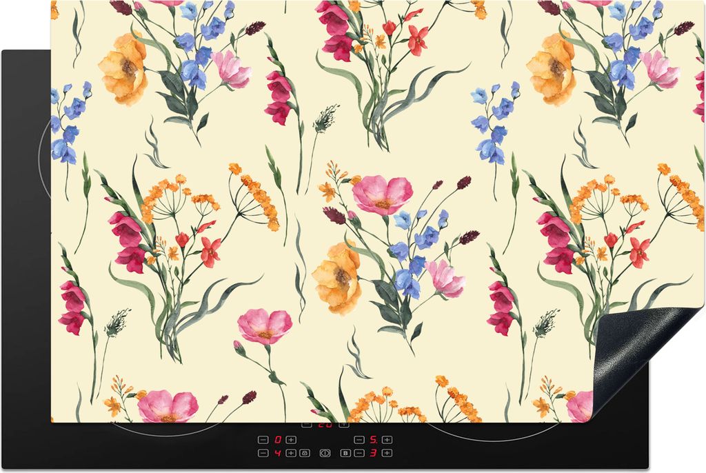 KitchenYeah Herdabdeckplatte Ostern - Muster - Blume , 81x52cm, Küche Deko, Glaskeramikfeld Herdabdeckung, Abdeckplatte fùr Kochfeld