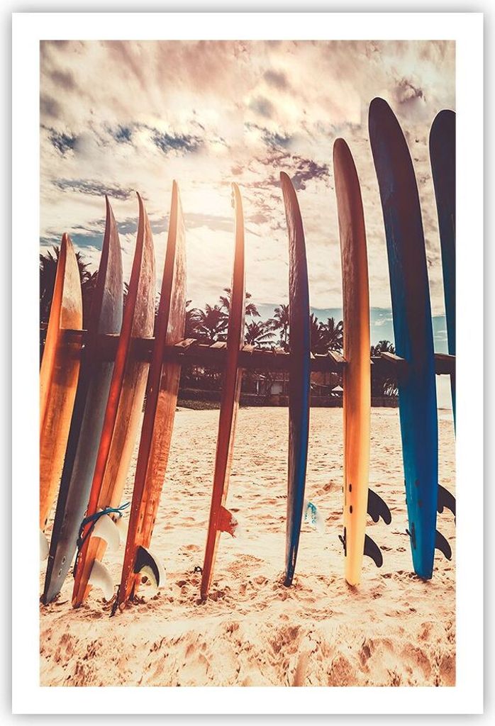 Poster - Poster ohne Rahmen - Surfen Strand Board - 61x91,5 cm - Wand Bild - Wanddeko - Wandbilder - Kunstposter - Wandposter - Bilder - Kunstdruck...