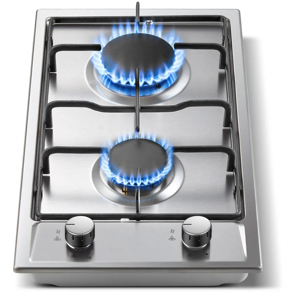 Table de cuisson gaz pour petite cuisine inox encastrable 2 feux 30 cm