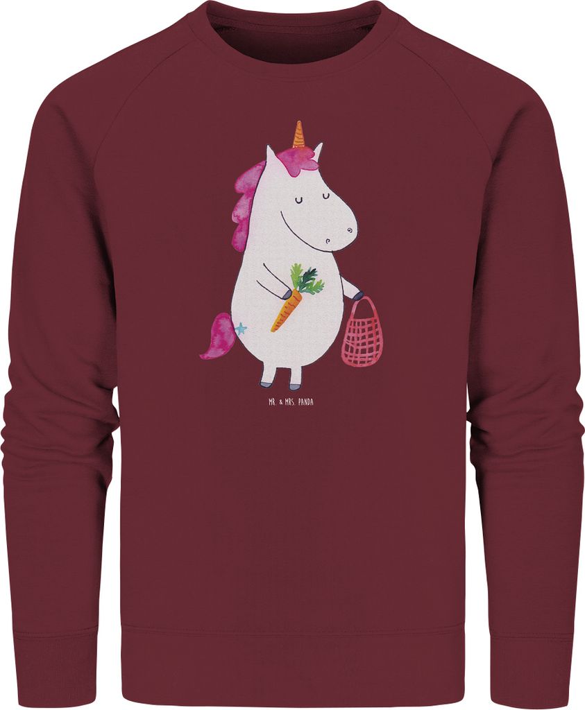 Mr. & Mrs. Panda Baumwoll Pullover Einhorn Vegan Größe S - Burgundy - Geschenk, Bio-Pullover, Pulli, Gesund essen, Leben, Veganer, Rohkost, Vegan...