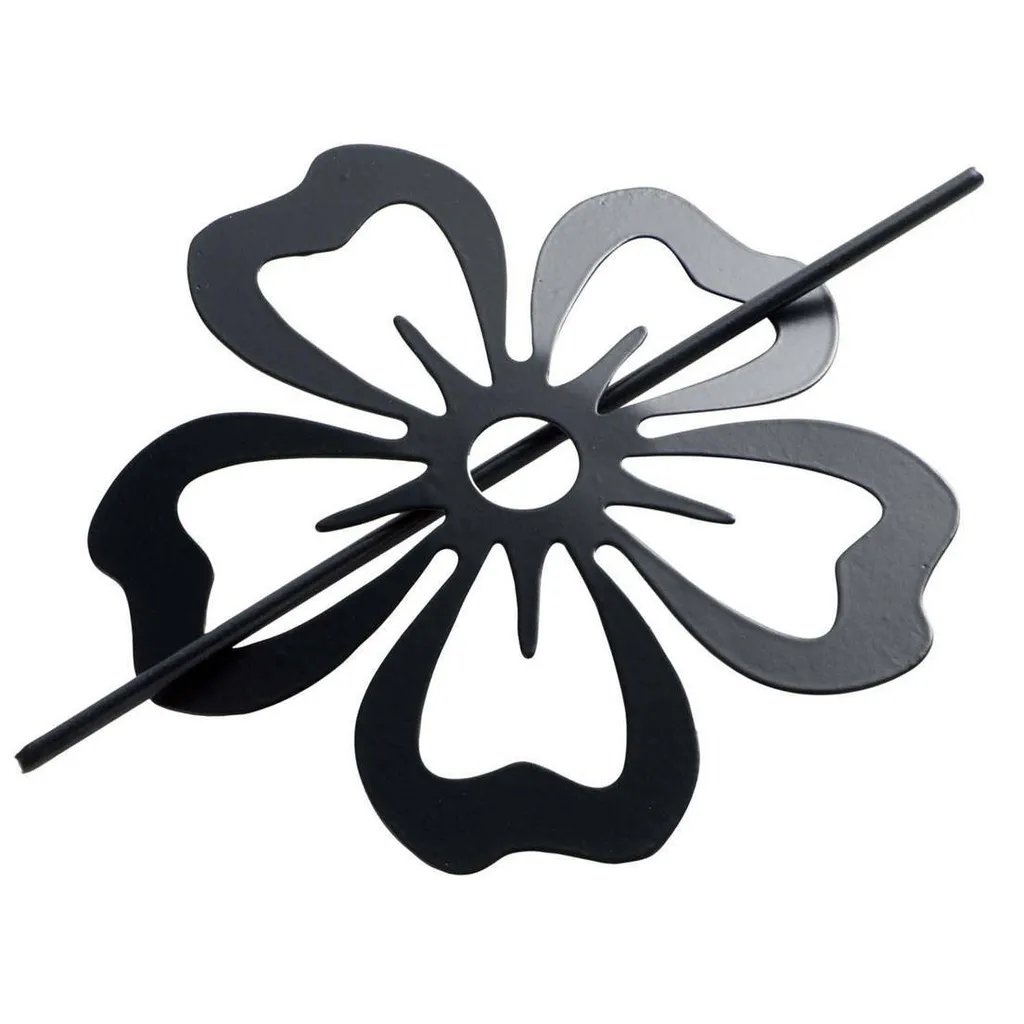 Clip rideau fleur noire satinée, accessoire déco avec pince robuste