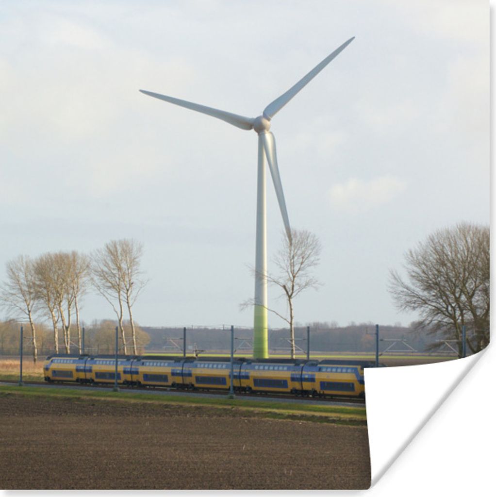 MuchoWow Poster Ein Zug mitten auf der Wiese 75x75 cm - Wand Dekoration