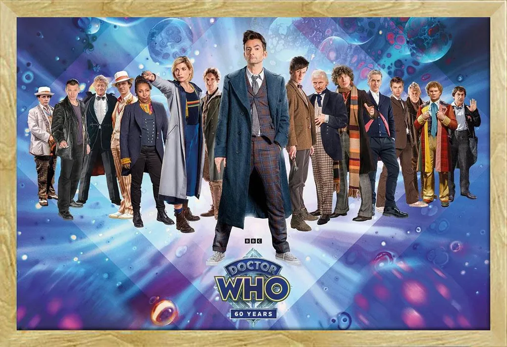 Quadro Doctor Who 60 Anni: Poster Maxi e Cornice Legno Faggio 61x91