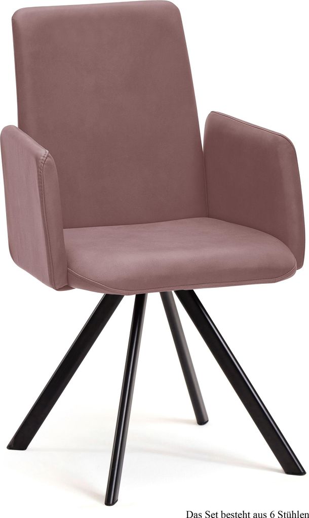 Armlehnstuhl (6er-Set) Daune 52x92x60 Schwarz/Rosewood