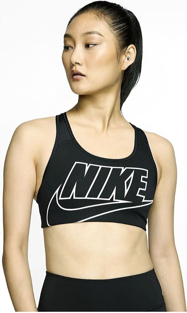 Nike Swoosh Futura Bra/BH mit mittlerem Halt schwarz/weiß BV3643-010 XS