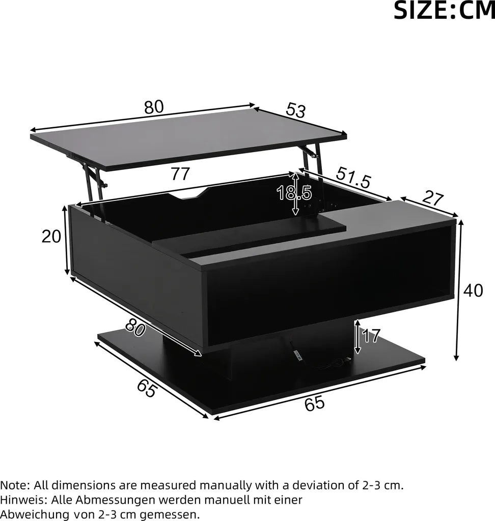 Table basse hydraulique ergonomique avec espaces de rangement ouverts - 12