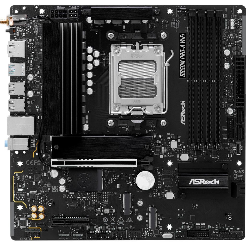 ASRock B850M Pro-A WiFi AM5 mATX HDMI/DP DDR5 - AMD Sockel Produktbild 