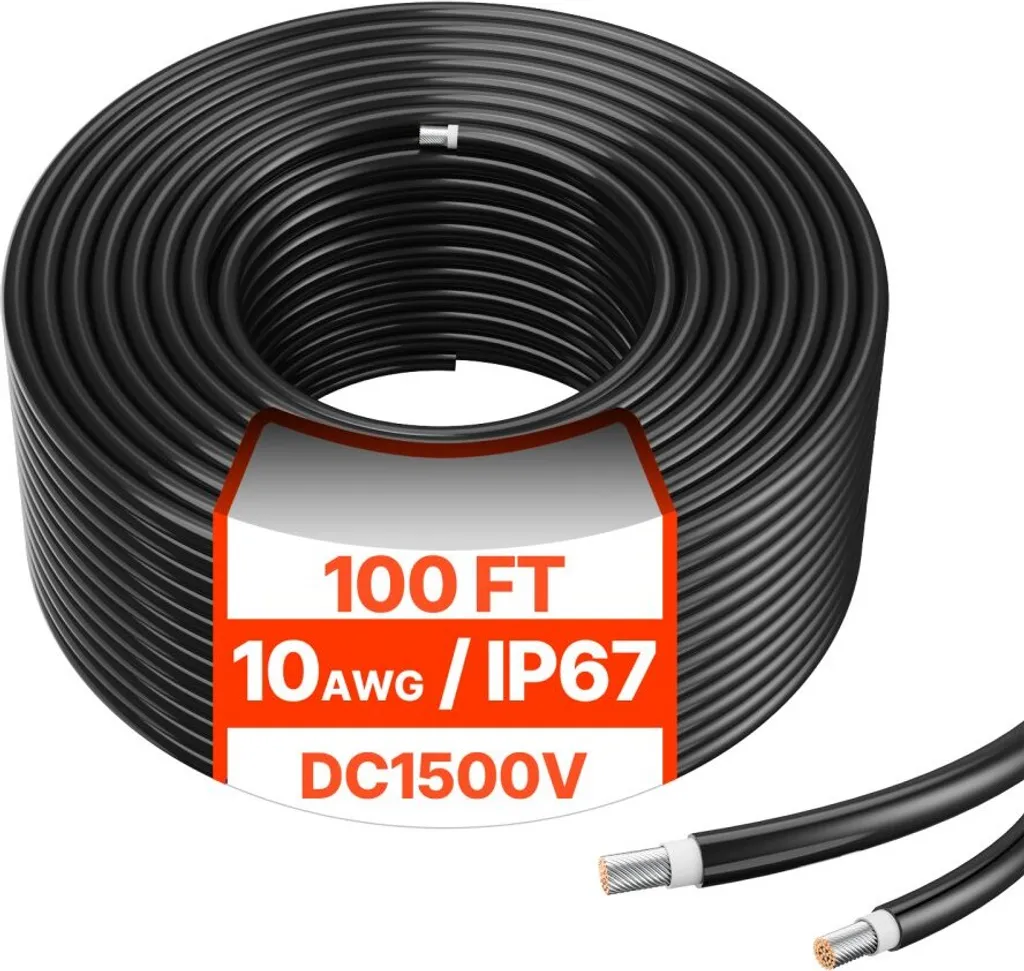 Câble d'extension PV 10AWG 30m - Rallonge Solaire IP67 Cuivre et XLPE
