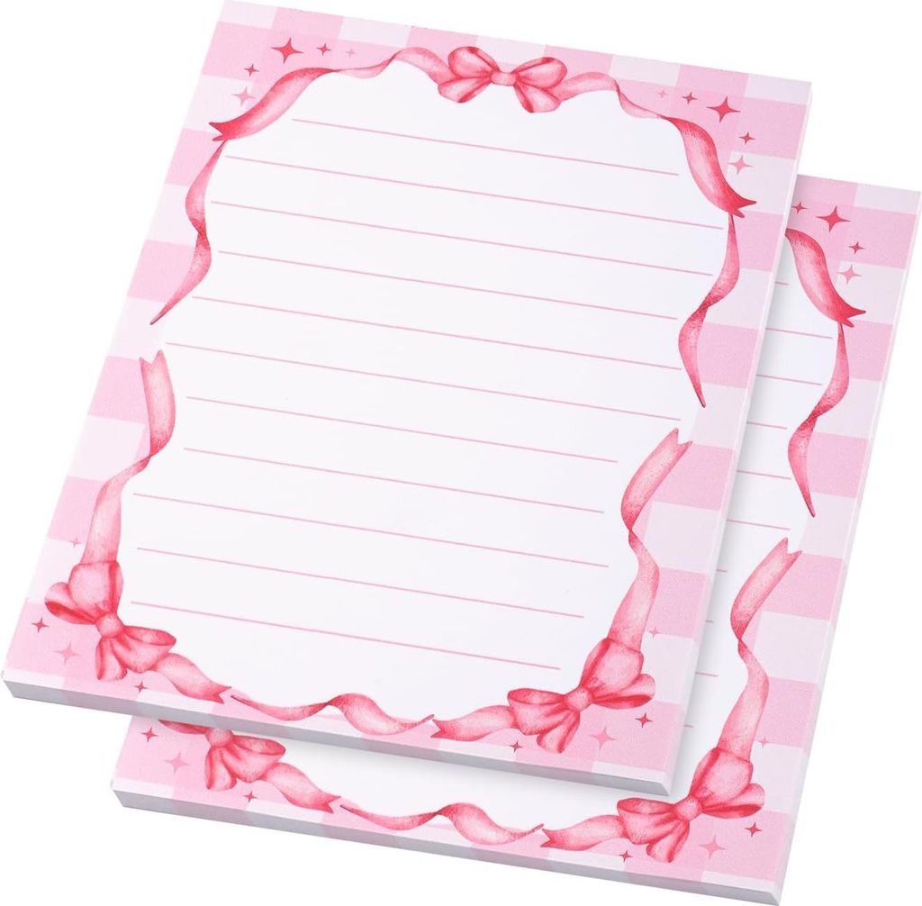 BOXOB 2er Set 100 Seiten Rosa Schleifen-Notizbuch, Coquette Schleifen-Notizblock Süßes Notizbuch Ästhetisch Liniert Süßer Notizblock für Zuha...
