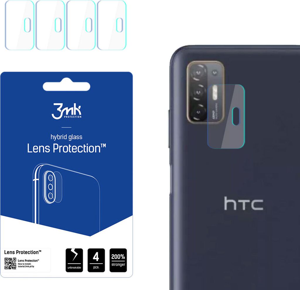 3mk Hybridglas Lens Protection für HTC Desire 21 Pro 5G Kamera Objektiv Kameralinse 0,16mm 6H (4 Stück)