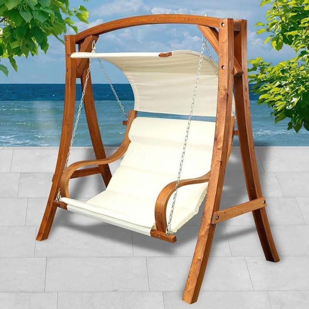 Altalena da giardino per due persone, in legno di larice, Immagine del prodotto 
