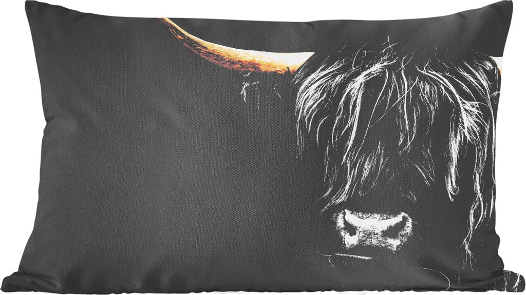MuchoWow Zierkissen Sofakissen Wohnzimmer Dekokissen 60x40 cm Schottisches Hochlandrind - Gold - Mantel - Tiere - Kuh - Kopfkissen - Polster mit ...