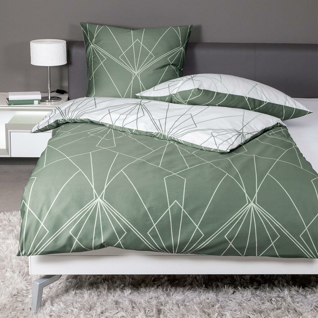 Janine Mako-Satin Bettwäsche J.D. 87054 salbeigrün jade Produktbild 