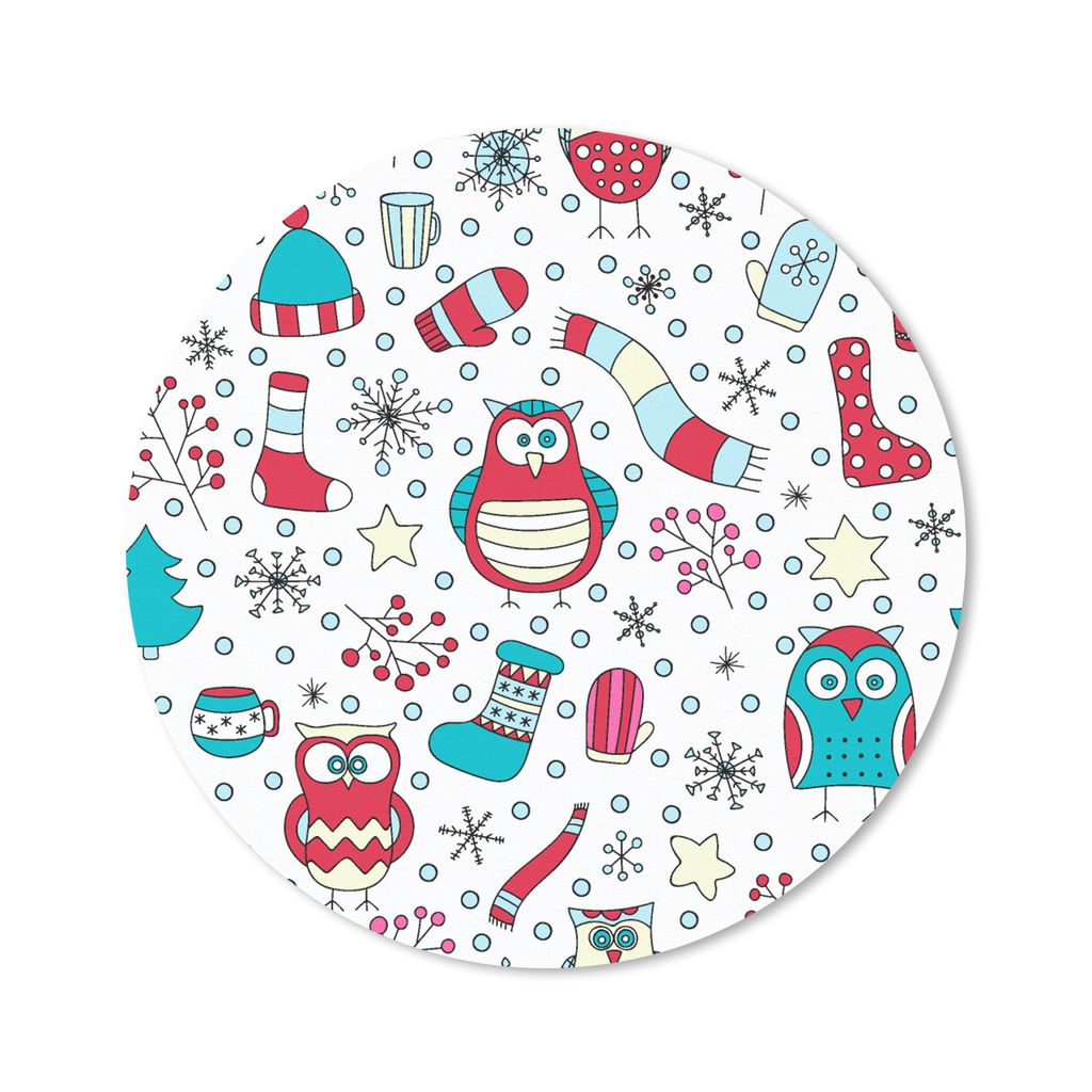 MuchoWow Mauspad Mousepad Schnittmuster - Eule - Weihnachten 40x40 cm - Mousepads - Maus Mat - Pad - Mausunterlage - Schreibtisch Accessoires