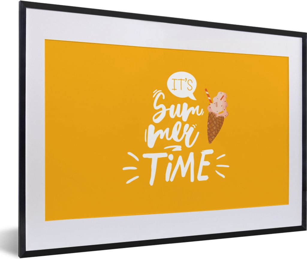 MuchoWow Gerahmtes Poster Sommer - Gelb - Eiscreme 60x40 cm - Poster mit Schwarzem Bilderrahmen Wandposter Rahmen Foto Bilder - Schlafzimmer - Pl...