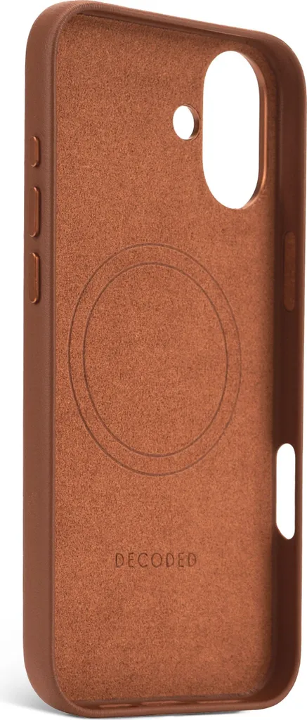 Coque iPhone 16 Plus en cuir véritable - Housse de protection Decoded Brune