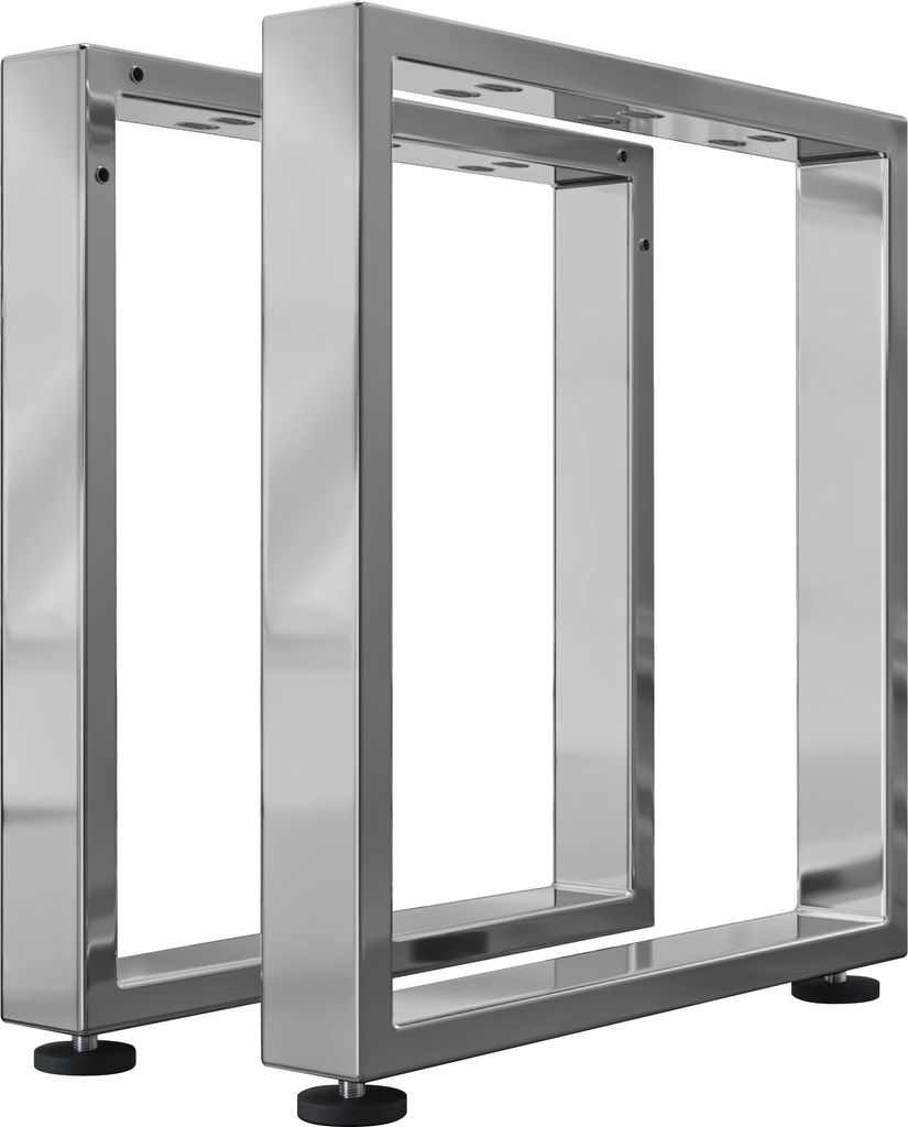 2er-Set MORENA | Tisch Kufe | Edelstahl | Füße: 12x12cm | B88xH73cm | U Tischgestell TischKufe, Tischfuß Kufe