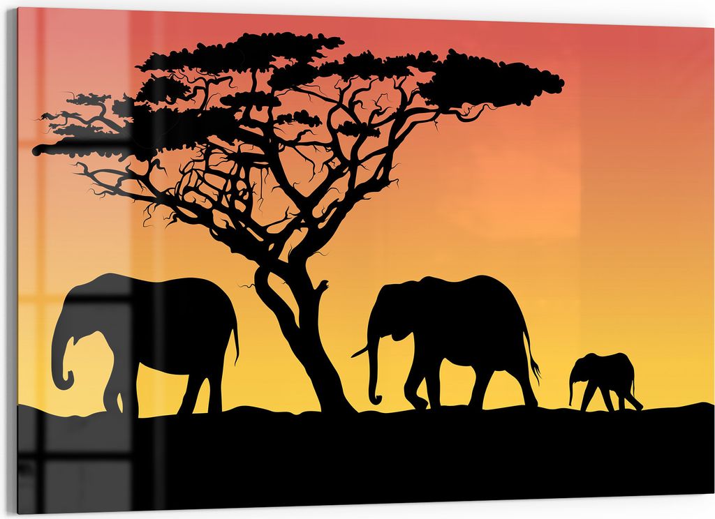 DEQORI Glasbild Echtglas 90x60 cm 'Afrikanischer Abend' Produktbild 