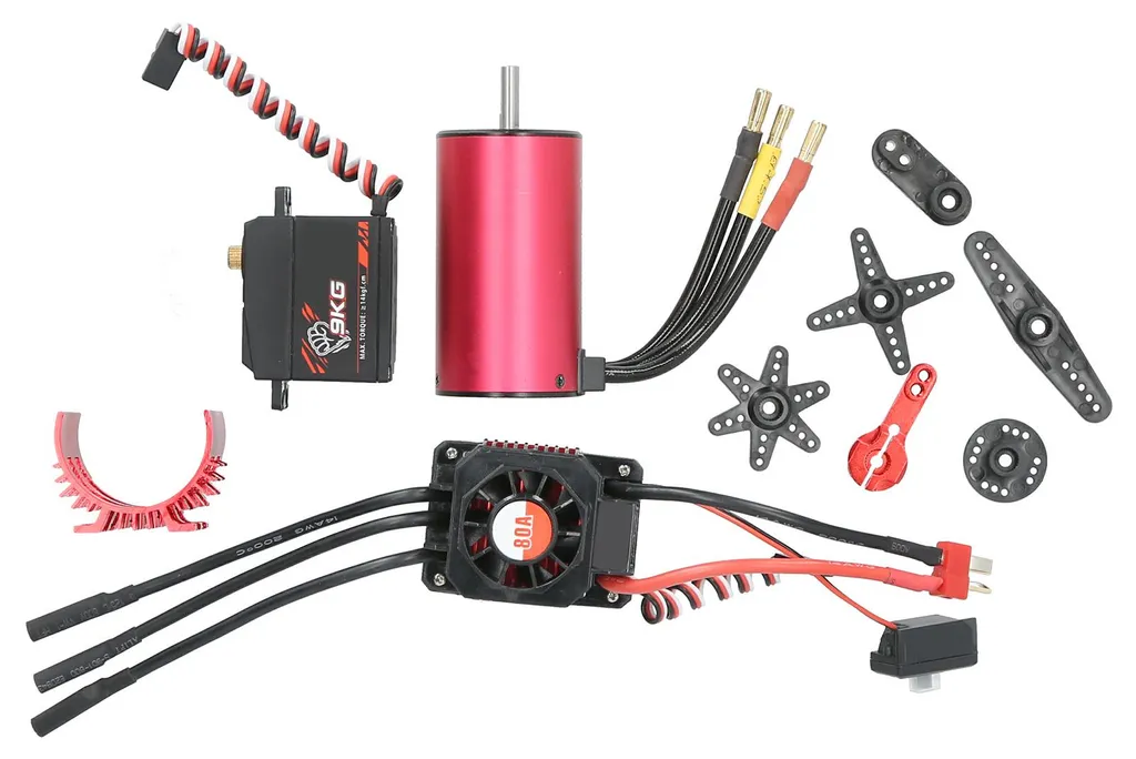 Combo Moteur 3665 2900KV Étanche et ESC 80A avec Servo Pignons Métalliques