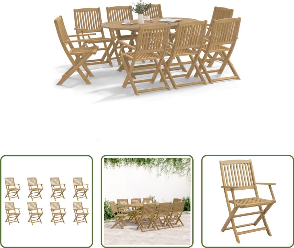 The Living Store Gartenstühle 8 Stk. Klappbar 54,5x58x90 cm Massivholz Akazie