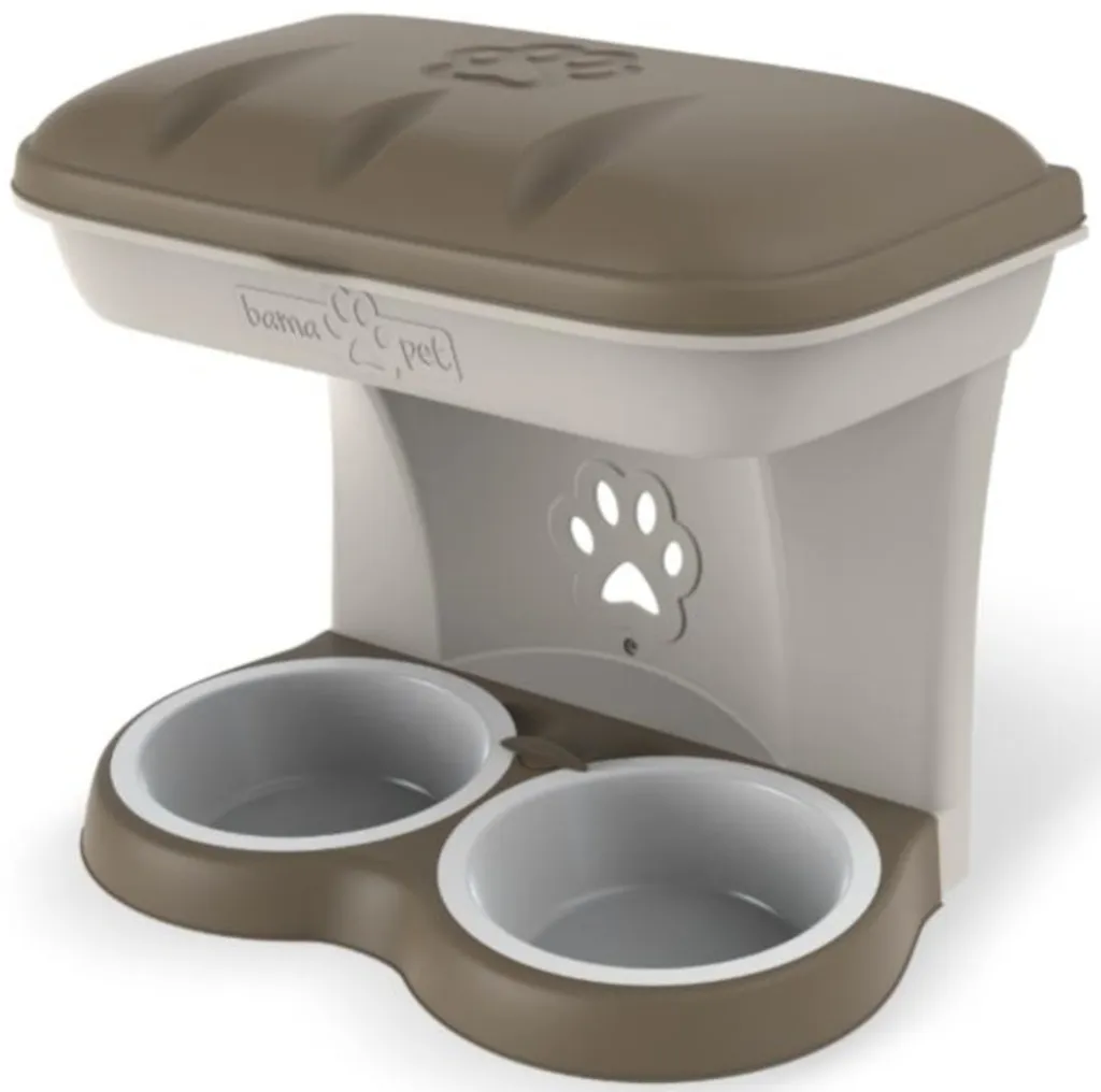 Bama Pet Food Stand Verde 48x27x42 cm - Set Ciotole Rialzate a Parete
